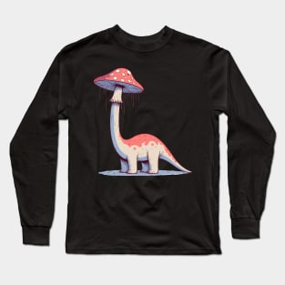 Funny simple Mushroom Hat Dinosaur Brontosaurus Long Sleeve T-Shirt